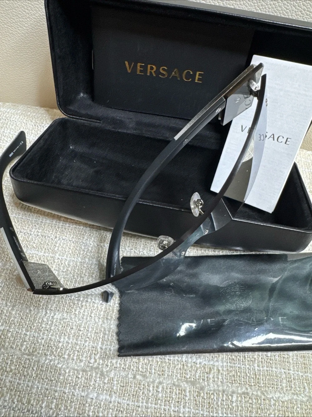 Versace Silver Shield Sunglasses with Mirrored Lens